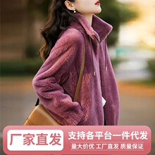 St2023秋冬季新款仿羊羔绒加厚外套女高领打底衫外穿毛衣女潮ins