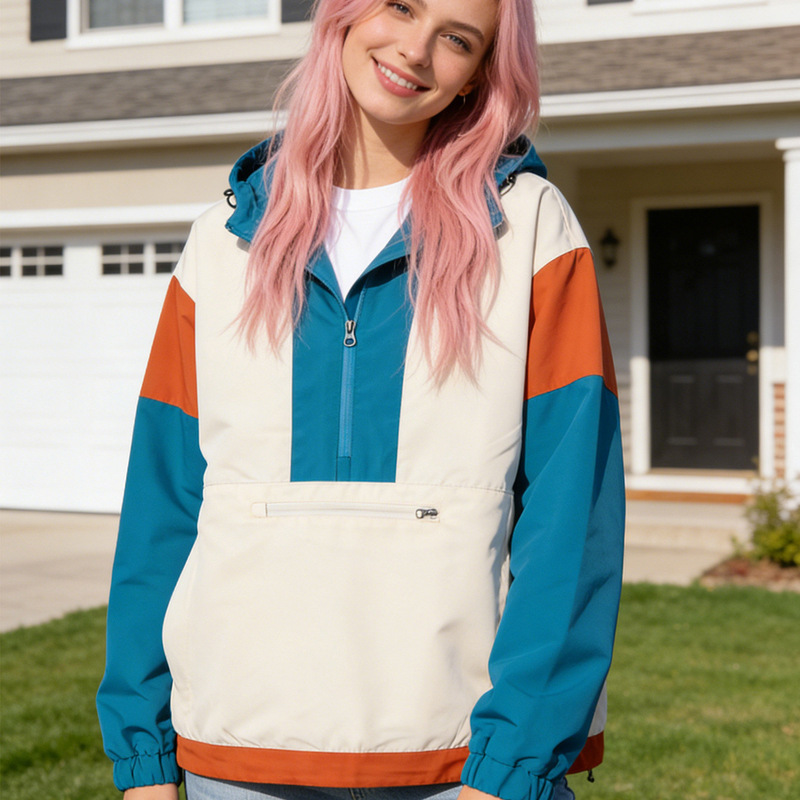 Men's Sports Jacket, Outdoor Functional Hooded Jacket, Windproof and Waterproof Loose-Fitting Half-Zip Mountain-Style Jacket