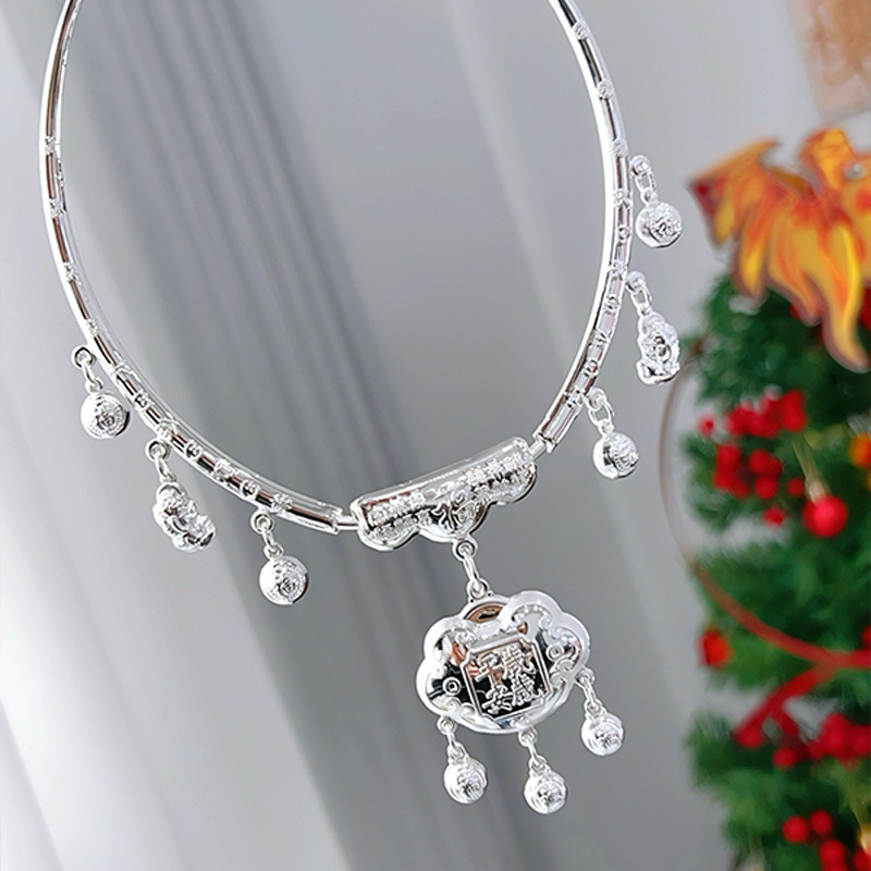 Baffold Long Life Lock 999 collar de plata esterlina collar de bebé cerradura de plata para niños cerradura de seguridad bebé luna llena regalo de aniversario