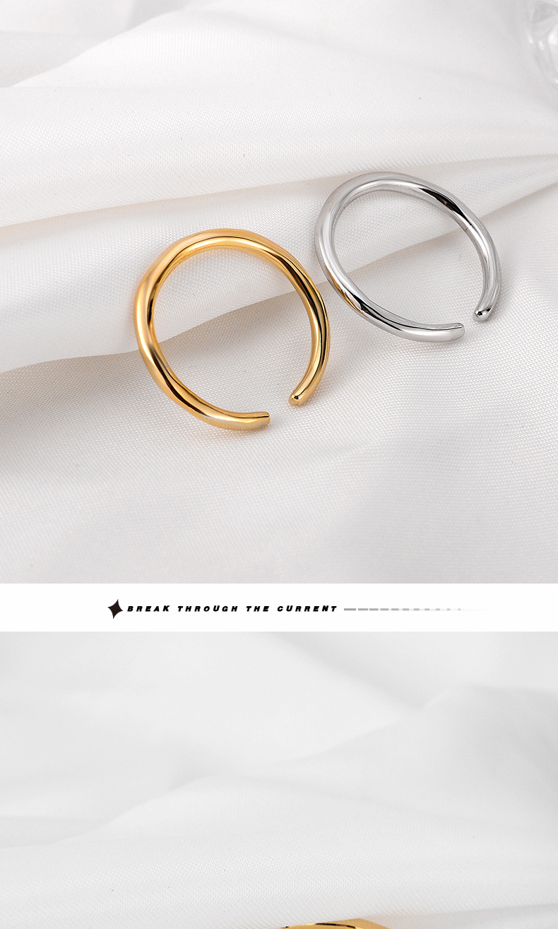 Simple Style Solid Color Silver Plating Open Ring 1 Piece