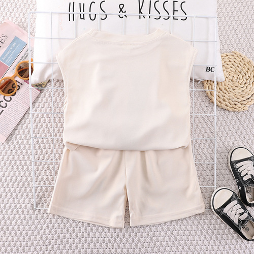 Boys' Tank Top Set 2024 New Trendy Baby Summer Outfit Sleeveless Sports Wear Infants and Toddlers Two-Piece Set Wholesale