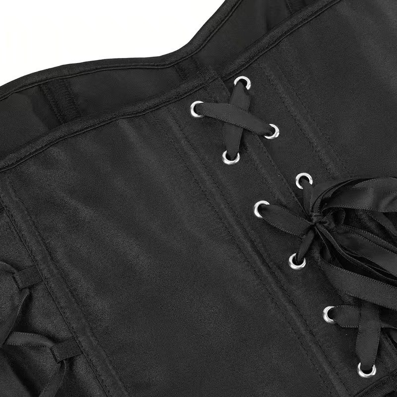 Black satin de verano mujer corte retró cintura cinturón de corte cinturón cinturón