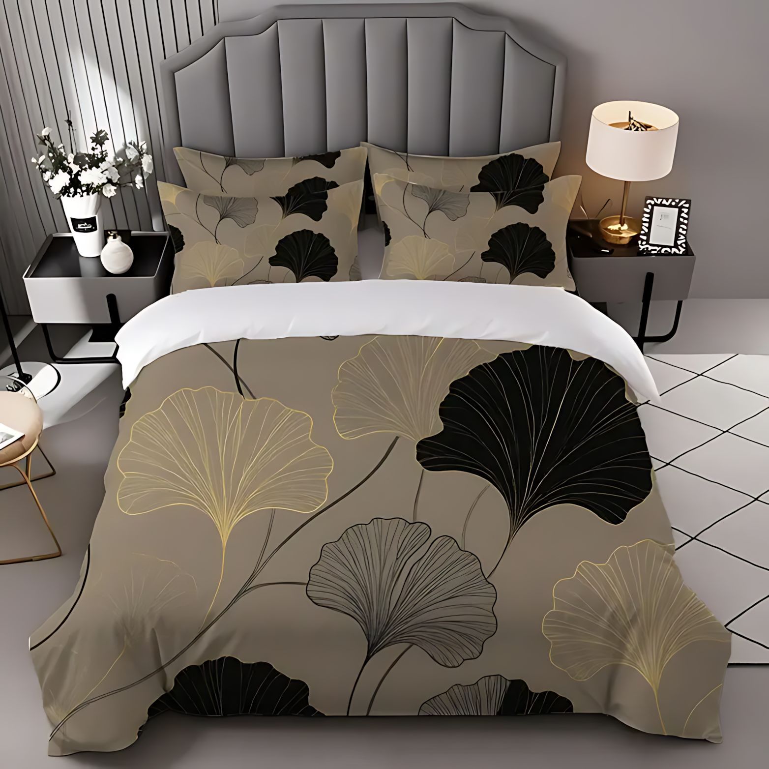 TUME / JIT transfronterizo de alta calidad Ginkgo biloba textura 3D HD impresión digital colcha colcha