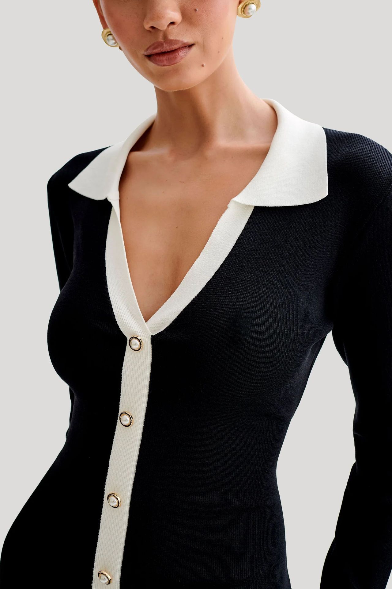 Women's Dress With Bow Tie Ruffle And Pearl Buttons Small Fit_voghion.com