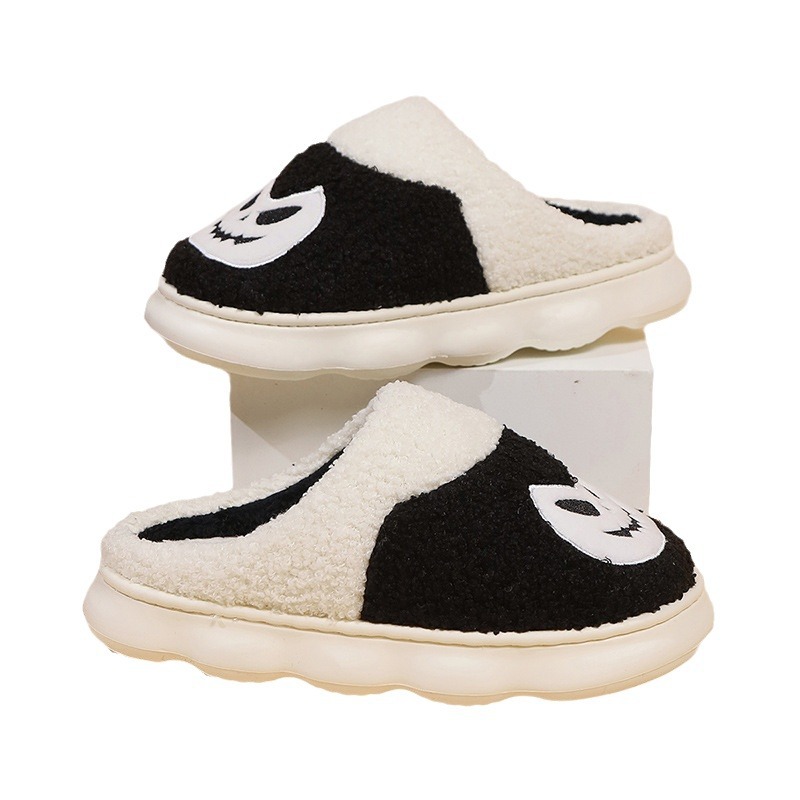 Pantofole divertenti di zucca di Halloween per le donne con fondo spesso invernale per la casa al coperto antiscivolo per la casa_voghion.com