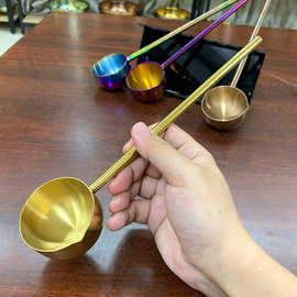 304不锈钢热油勺子加长手柄彩色泼油勺烧油调料勺厨房家用火锅勺