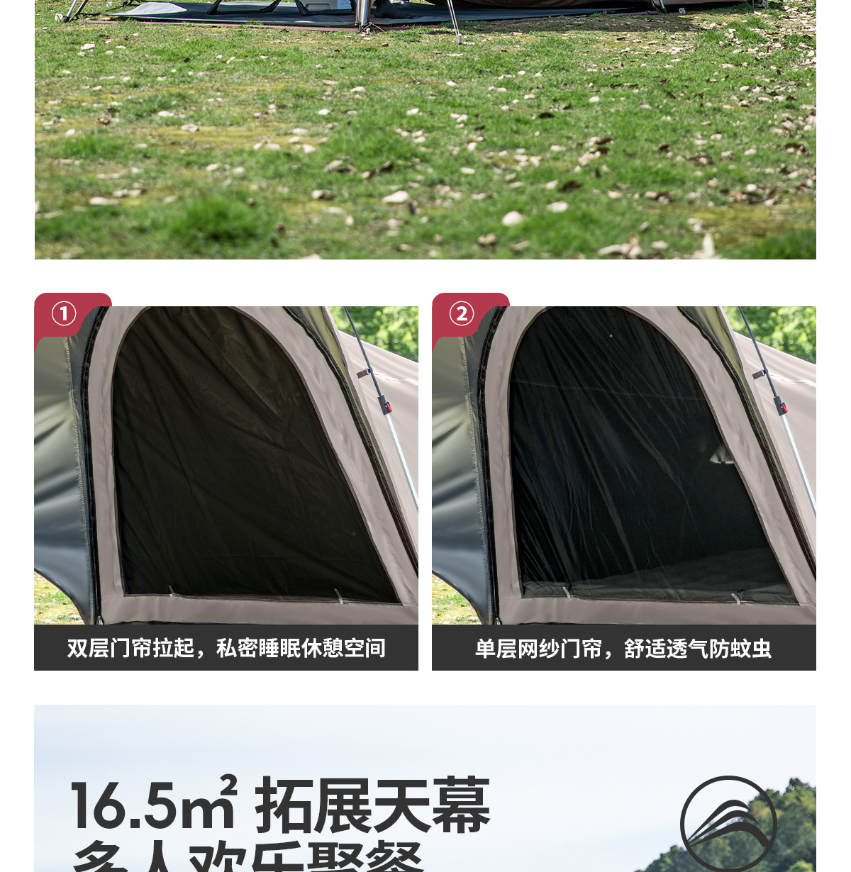 Dome Canopy Tent Outdoor Sunshade New Camping Style Fully Automatic Quick-Open Sunshade Titanium Black Coating 2026 New Model