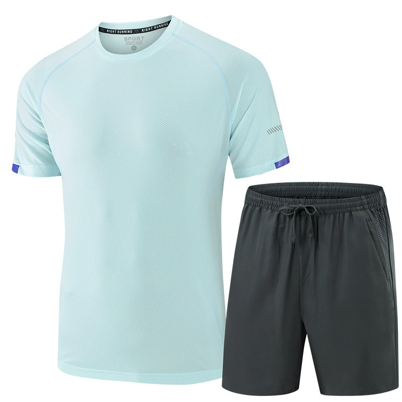 Мужской спортивный костюм из двух частей, Мужская футболка с короткими рукавами, спортивная одежда, Свободные повседневные брюки, костюм больших размеров, комплект с логотипом Plus