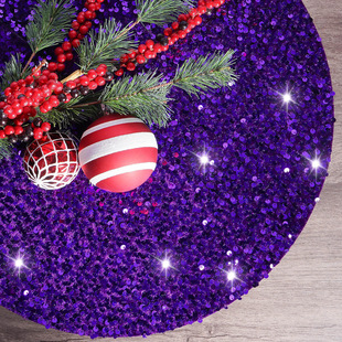 Cross-border Christmas high-end bright beads tree skirt creative purple apron Christmas tree accessories holiday decorations