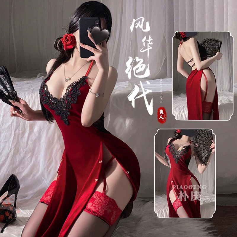 Fansha красное сексуальное женское белье Cheongsam сексуальная униформа женская забавная пижама для взрослых женская кровать соблазнительная сексуальная