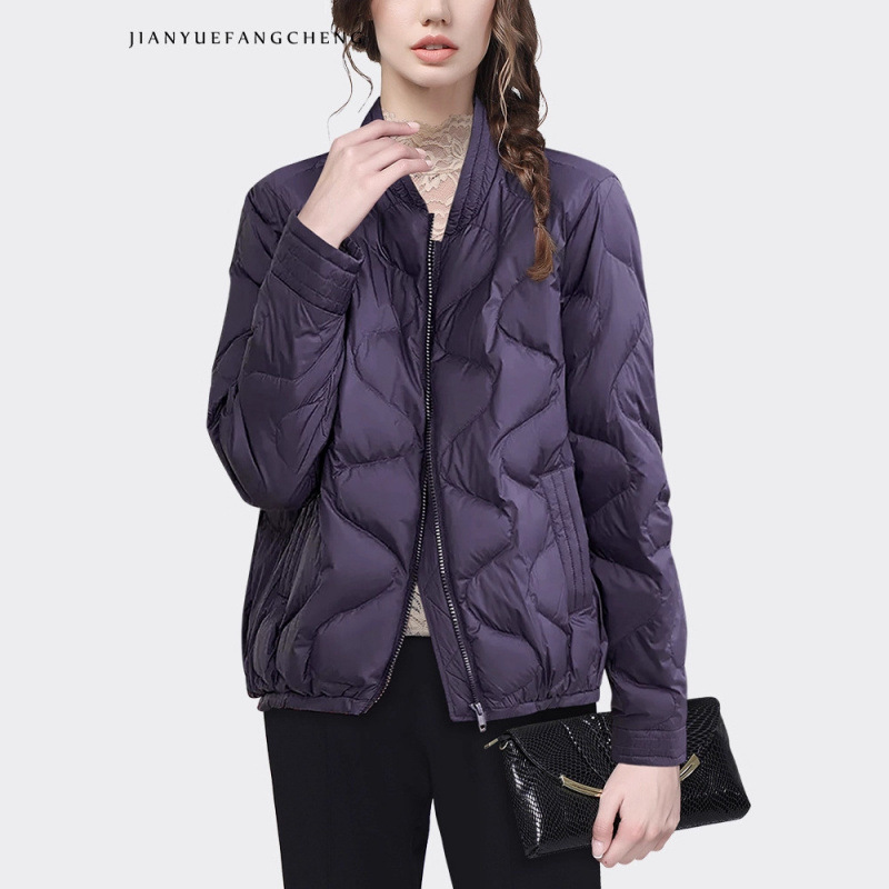 可2025秋冬夹克羽绒服外套女宽松显瘦轻薄款白鸭绒羽绒衣棉袄