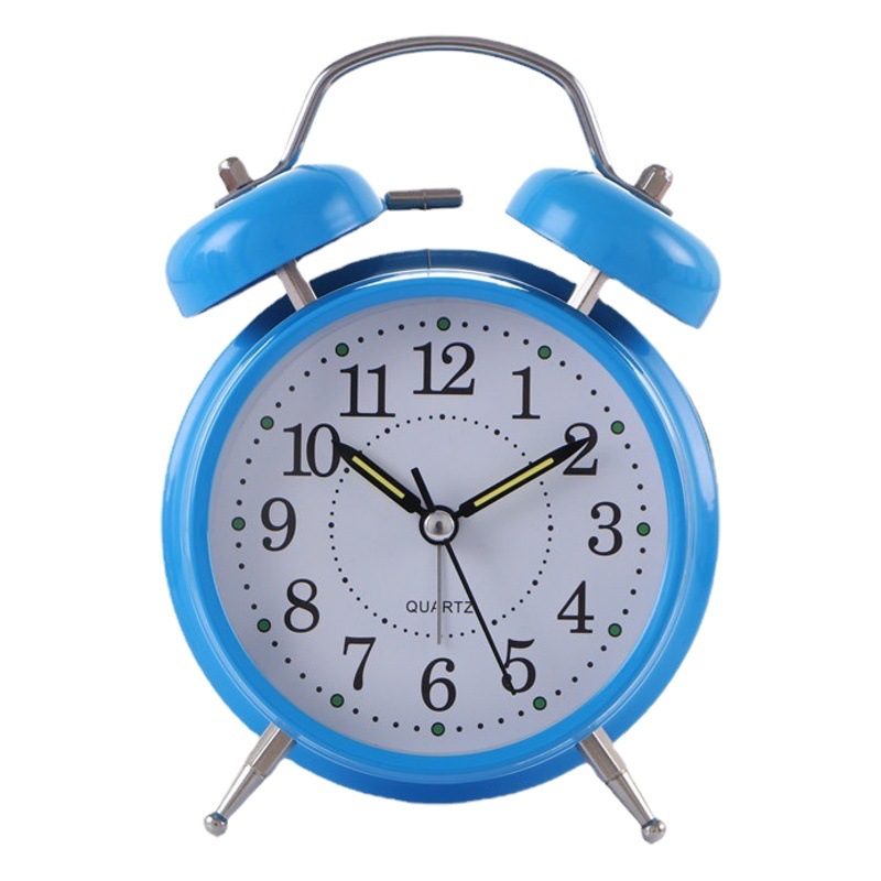 Directo de fábrica de 4 pulgadas de metal campana de alarma reloj despertador mudo estudiante despertador luminoso puede establecer el logotipo