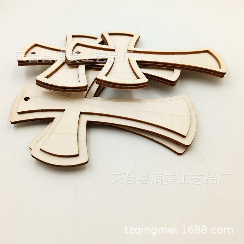 9,2*12,7 cm de registro de doble capa Cruz colgante de madera fuentes del partido decoración 2 modelos cada uno 6 12