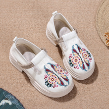 老北京布鞋绣花鞋牛筋底高跟女单鞋复古风民族风中国风刺绣女鞋