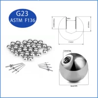 Шарик из титана G23 по ASTM F136 для прокалывания украшений/ногтей, титановой пуговицы для пирсинга