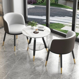 Light Luxury Balcony Table and Chair Three-Piece Set Internet Celebrity One Table and Two Chairs Creative Leisure Table Simple Reception Round Table Set Combination