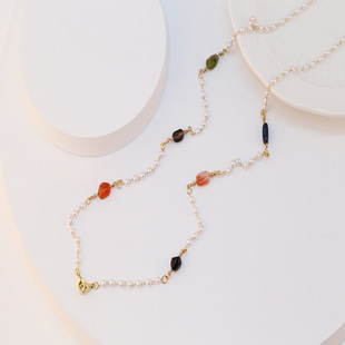 European, American, Japanese and Korean cross-border new pearl chain colorful stone fan lost mask chain earphone accessories popular fashion glasses chain