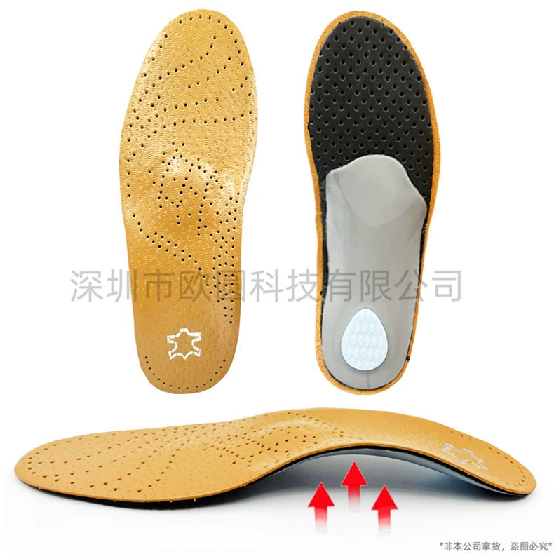 Leather corrective insoles, massaging support, full and half sizes, unisex 35–46
