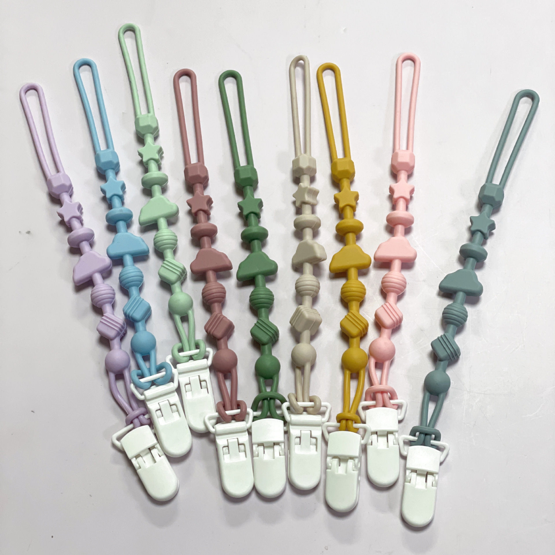 Silicone Anti-Drop Chain Teether Chain Baby Teething Stick Toy Anti-Lost Rope Chewing Gum Baby Pacifier Chain