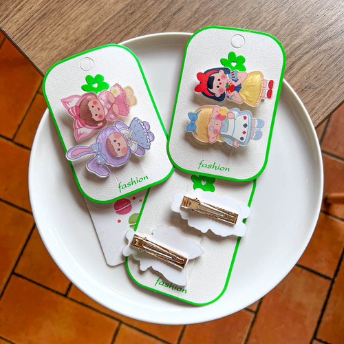 Korean Version New Children's Acrylic Hair Clip for Girls Cute Cartoon Rabbit Princess Press Clip for Babies Bangs Fringe