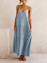 D 16404 Split Hem Backs Tie Strap Dress ����¶������ȹ
