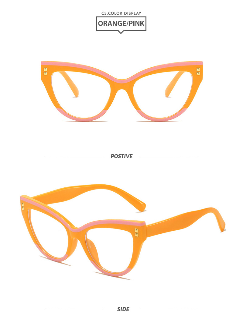 45g Weight Full Frame Glasses Structure Glasses Classification PC Lens Material Square Glasses Style Street Occasion Color Block Pattern Women'S Gender Retro Style Retro Color Block PC Square Full Frame Optical Glasses 7