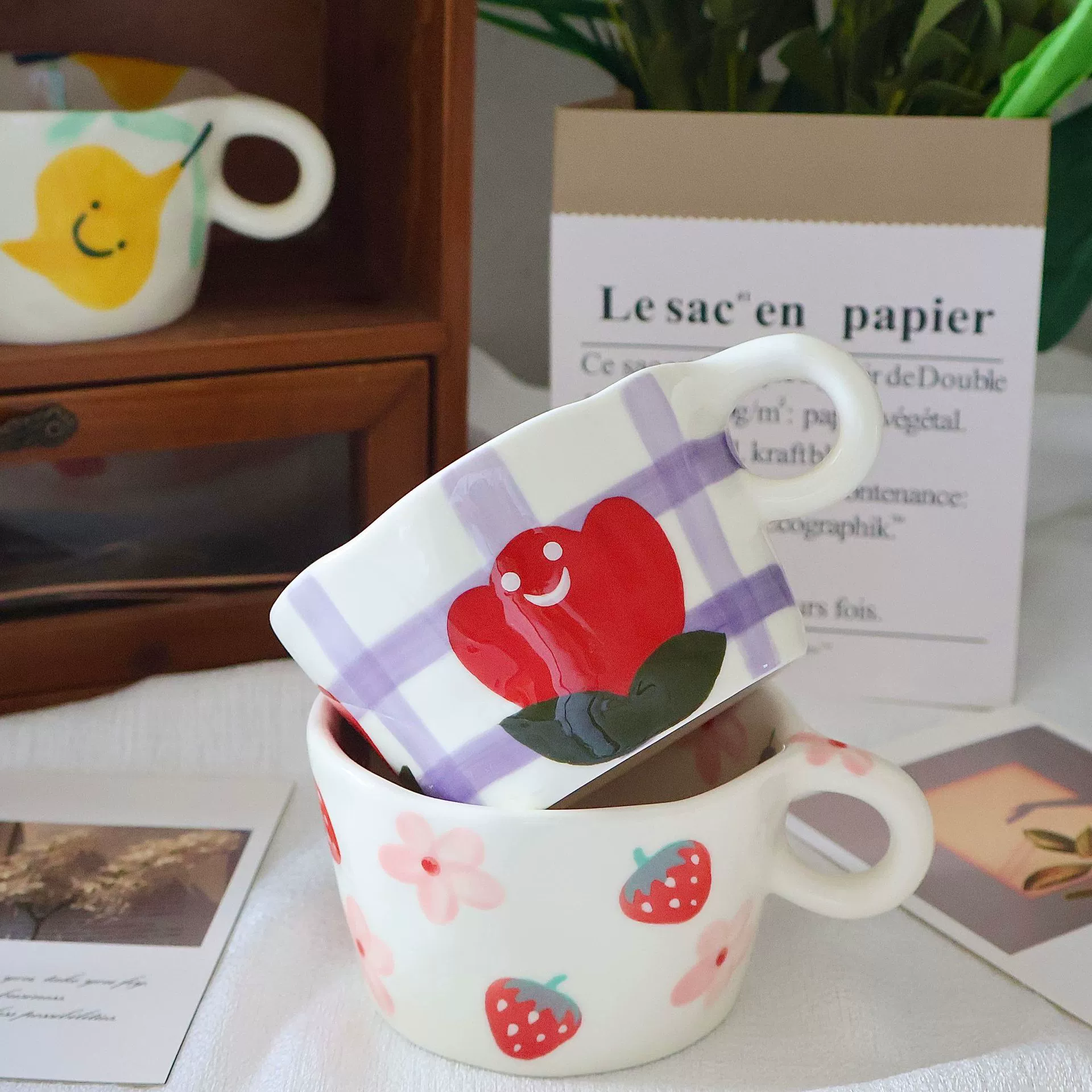 Ручная лепка, милый кувшин/кружка, вручную расписанная красивая керамическая кружка, большая ёмкость, кружка для завтрака студента, для молока и овсянки