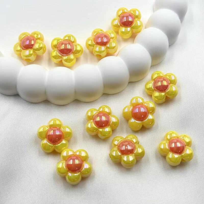 カラフルな2色/色メッキの小さな花の穴のビーズDIYブレスレットの携帯電話のチェーンのネックレスのビーズの材料の部品|undefined