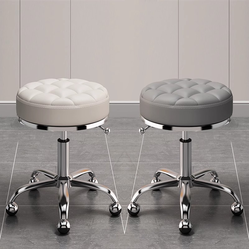Beauty Salon Stool with Wheels, Adjustable Height, Large Work Stool for Hair Salon, Specialized Beauty Stool, Round Stool, Manicure Stool, Barber Shop Swivel Chair