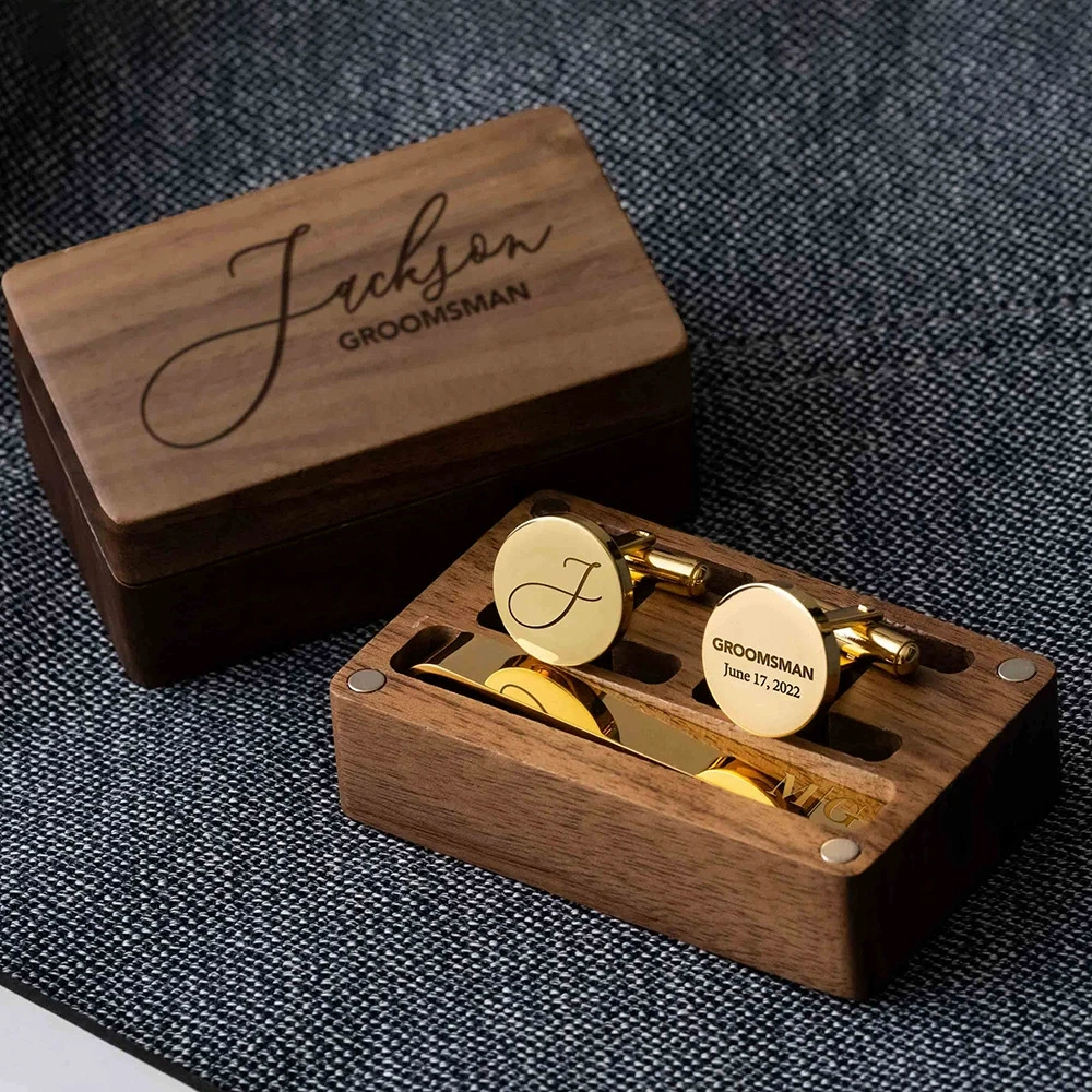 Tie engraved, set, carved box, Birthday gift, custom-made