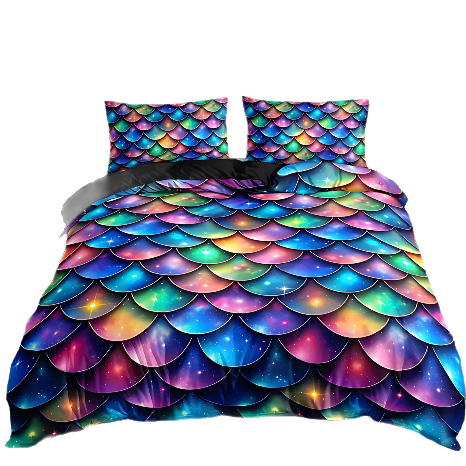 TEMU / JIT Kit de edredón transfronterizo de color brillante escamas de pescado 3D fuente de impresión digital fabricante puede fijar