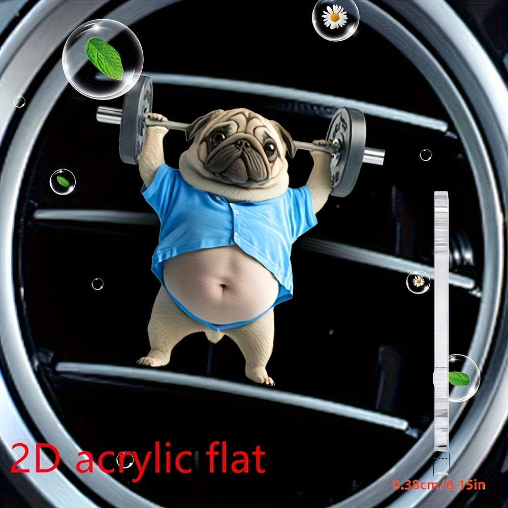 Comercio exterior transfronterizo ropa azul levantamiento de pesas perrito producto terminado clip de ventilación decoración del coche aromaterapia linda decoración acrílica impermeable