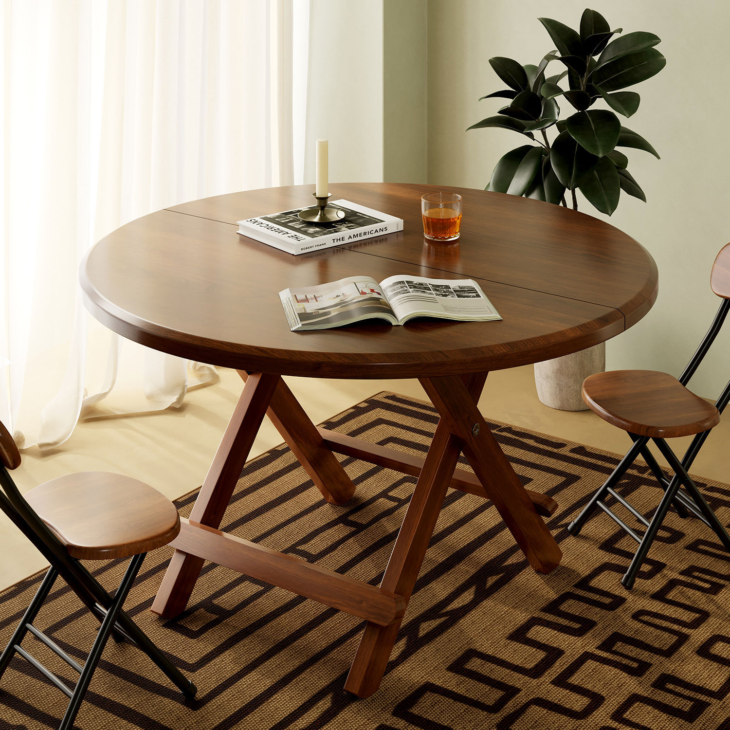 Folding Table Dining Table Household Round Table Small Apartment Dining Table Multi-Functional Simple Stall Folding Table Portable