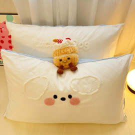 水洗棉毛巾绣枕套ins风公主风单品枕套寝室卧室百塔48*74cm耐脏