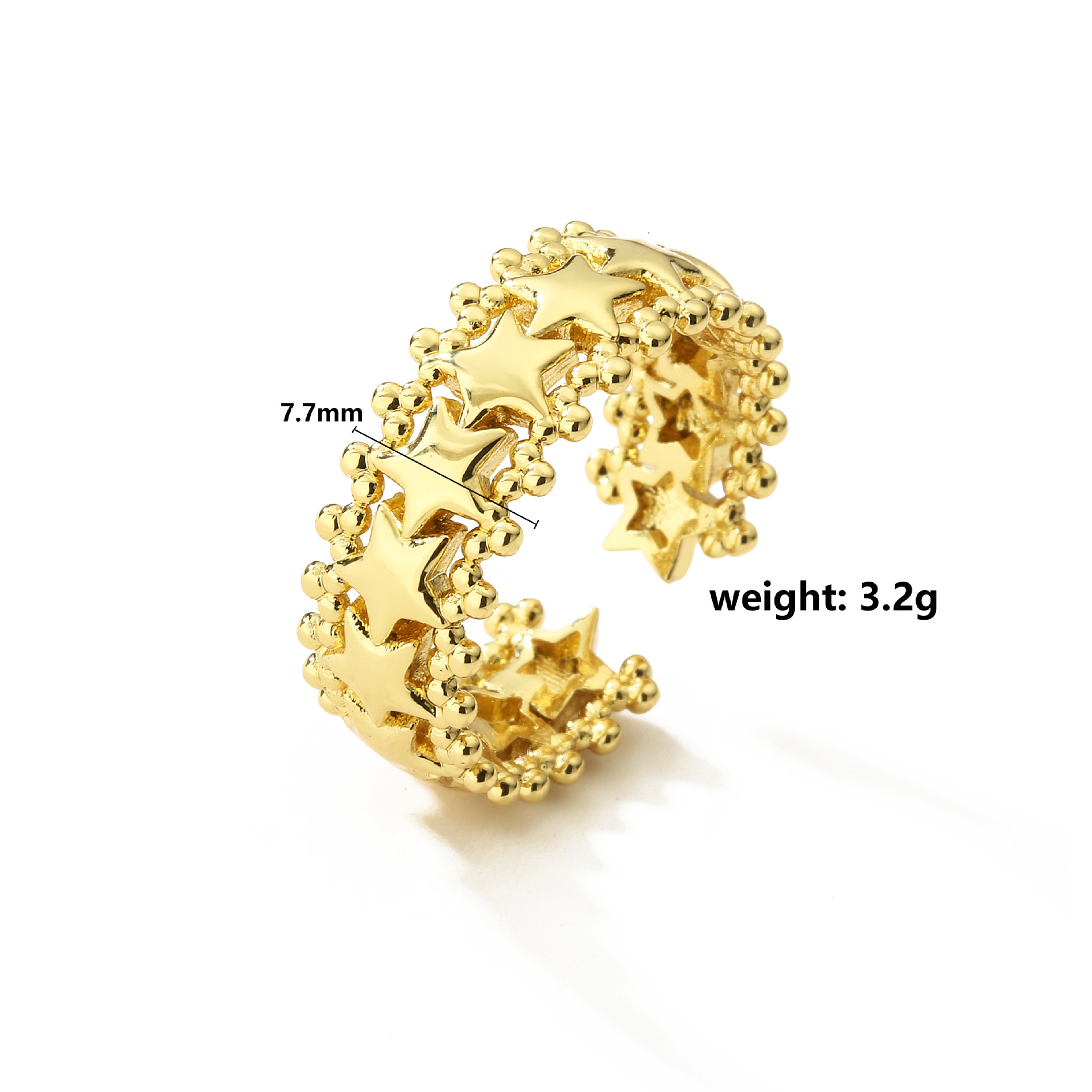 Inlay Design Simple Style Star Leaves Heart Shape Copper Inlay Zircon Open Ring