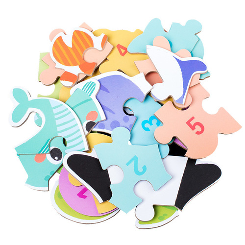 Wooden iron box simple entry-level puzzles for young children early education creative cartoon animal transportation puzzle toys