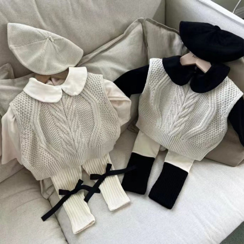 Korean version of ins baby knitted vest autumn and winter style new baby simple trendy waistcoat vest