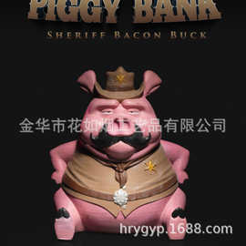 跨境新品搞怪牛仔小猪存钱罐客厅卧室摆件装饰品