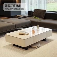 茶几新款白色岩板长方形茶几桌客厅家用轻奢现代简约高级感组合