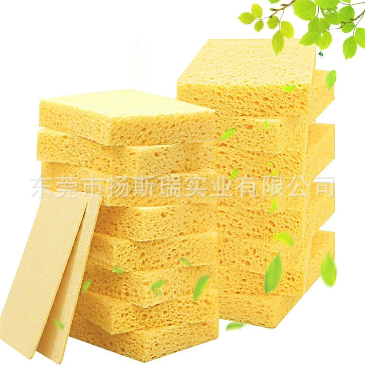 Оптовая древесной целлюлозы губка протрите сжатый деревянный весло хлопка мультфильм печати посудомоечной кухни очистки нефти удаления посудомоечной губки кисти