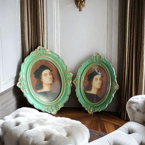 European light luxury oval frame decorative painting living room Monet oil painting abstract landscape entrance mural niche art hanging painting