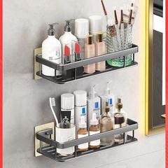 Bathroom storage rack toilet toilet wall punching/punch-free black rectangular bathroom storage rack