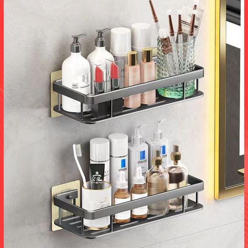 Bathroom storage rack toilet toilet wall punching/punch-free black rectangular bathroom storage rack