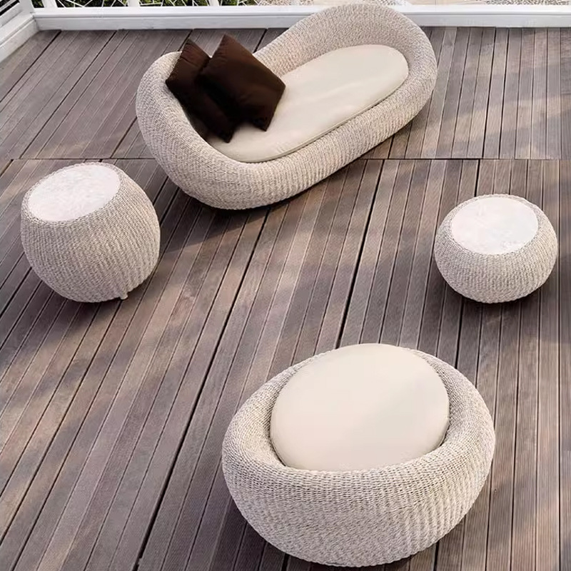 Sofá al aire libre tela de caña patio villa ocio silla de caña hotel terraza residencial impermeable solar tela de caña muebles