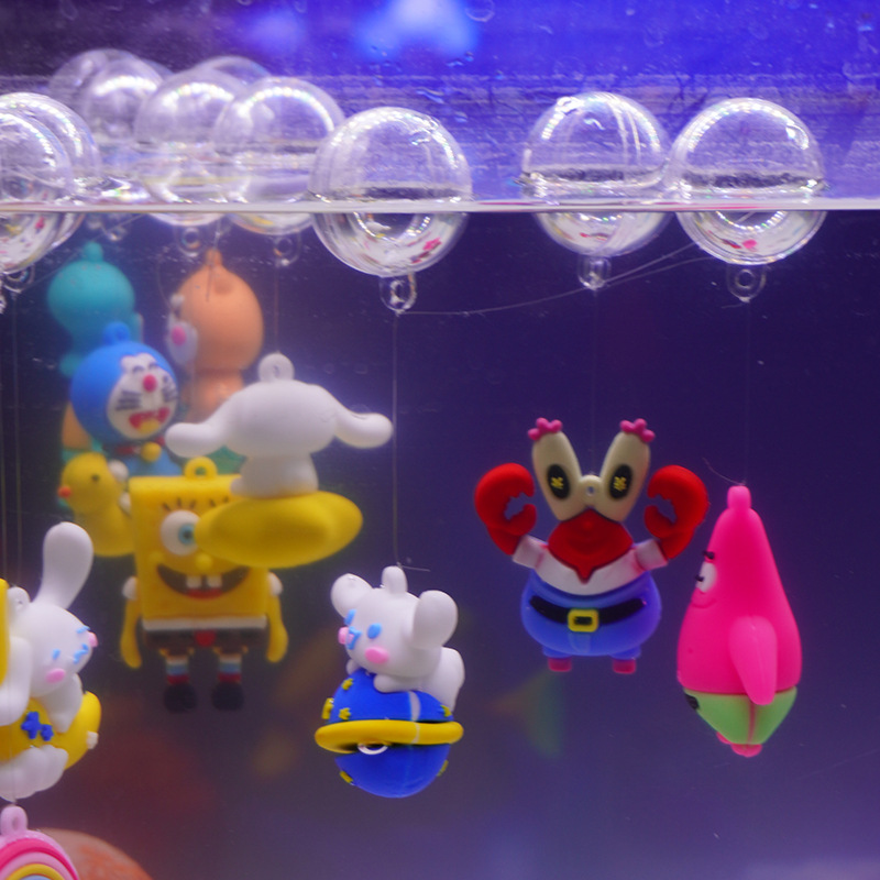 Silicona Bob Esponja Dibujos animados colgante flotante pecera buzo azul gordo pato rojo astronauta decoración de paisaje