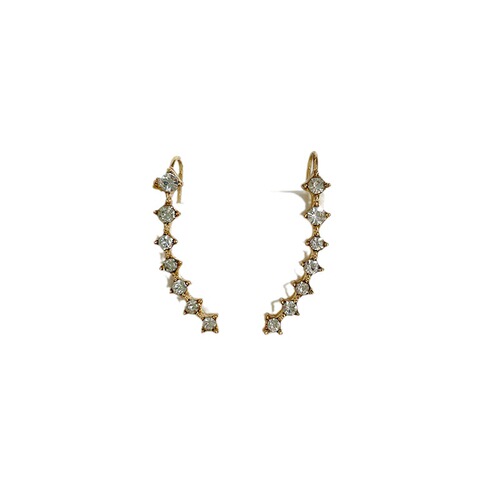 Korean Fashion Row of 7 Diamond Stars Sparkling Diamond Earrings Bohemian Cross-border Earrings Xiaoxiang Double C Earrings