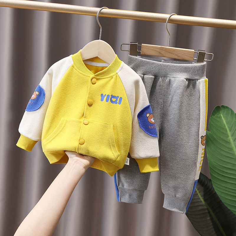 2022 New Spring Autumn Clothing Set Korean Edition Boys Handsome Middle and Young Children's Western Sports_voghion.com