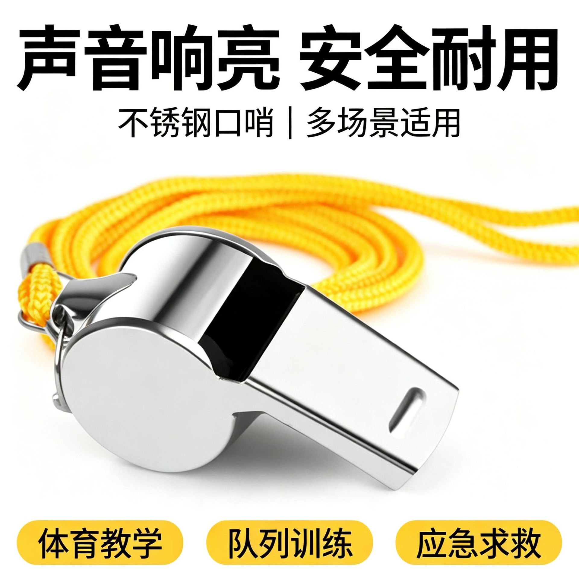 Stainless steel whistle, referee-specific, comes in a case for easy storage, with a lanyard, suitable for sports coaches and training, and for outdoor use