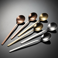 Earn 304 stainless steel hammered Korean style spoon with titanium hammered texture, retro spatula for home kitchen, high-quality and beautiful tableware