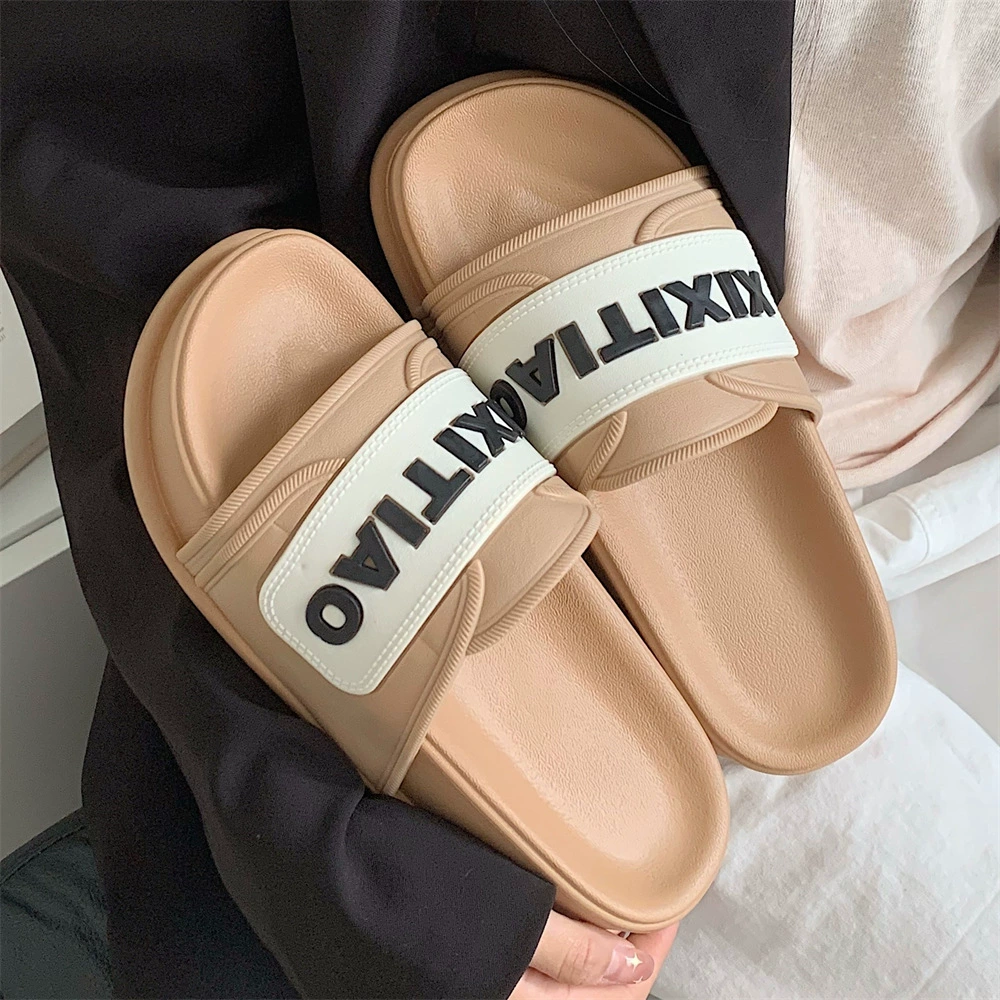 Женские летние модные тапочки в корейском уличном стиле, мягкие толстые сандалии на ощупь с дерьмовым носом, подходящие по цвету, в стиле интернет-знаменитостей